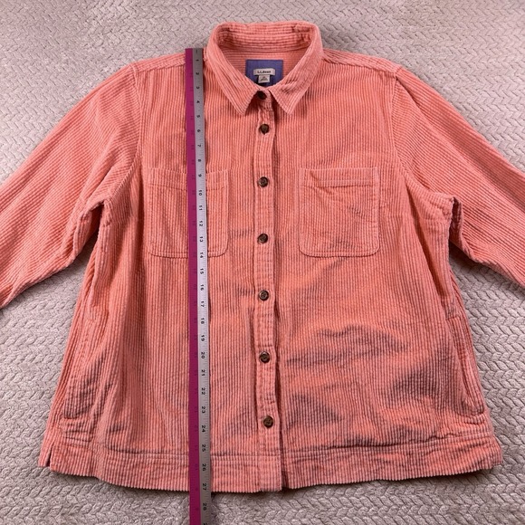 LL Bean Corduroy Thick cut Shacket Shirt Jacket Women's XL Coral Pockets 90's - Picture 8 of 14